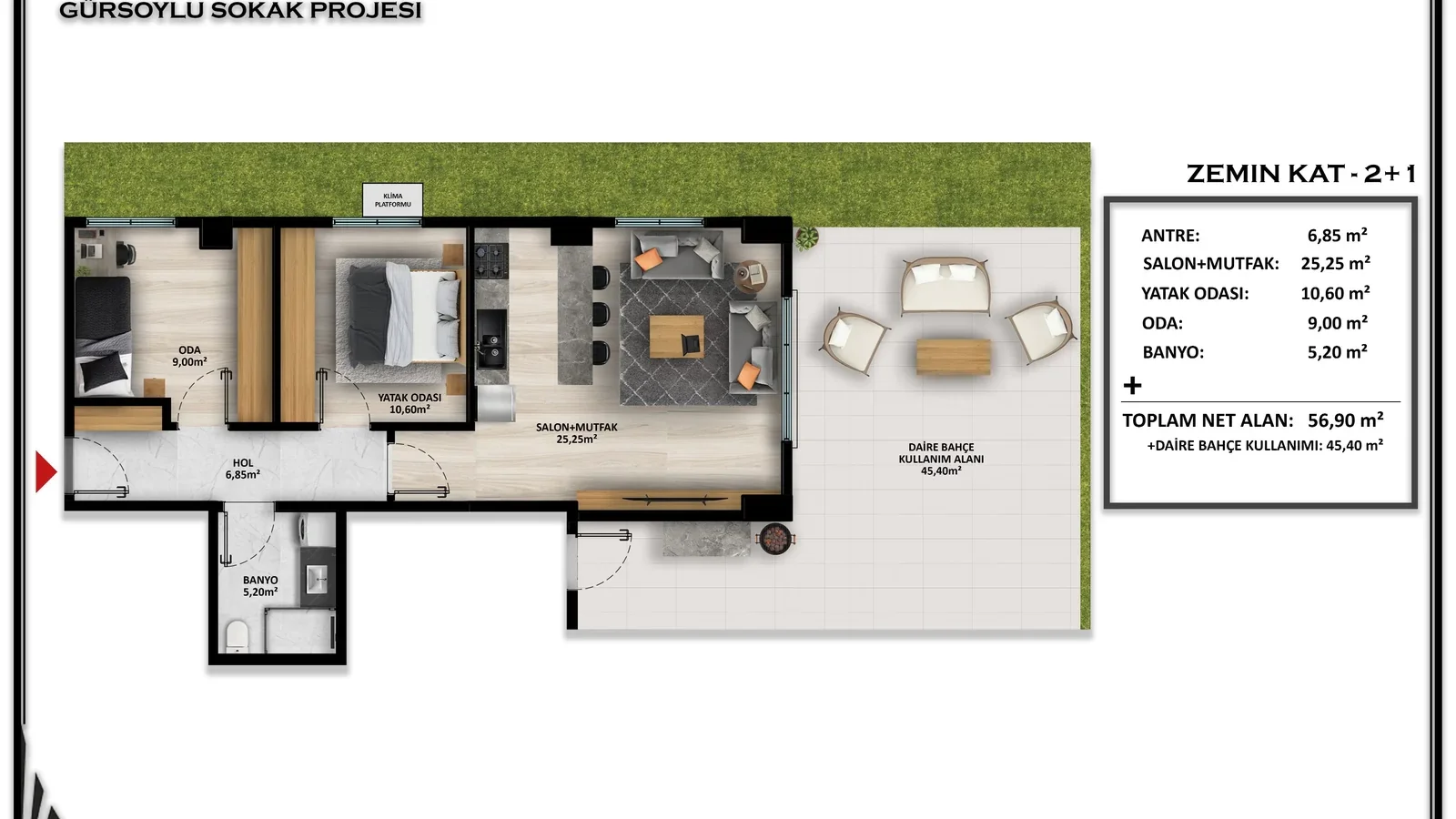 ERENKÖY'DE 46 M2 BAHÇE KULLANIMLI ÖZEL 2+1 DAİRE